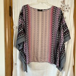 Bob Mackie Wearable Art Pink, Gray, Black, and Purple Abstract Kimono